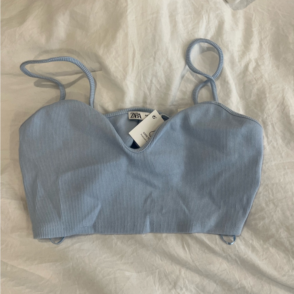 NWT Zara blue crop top